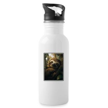 Faultiere Faultier - Trinkflasche mit integriertem Trinkhalm - Weiß - Rechts