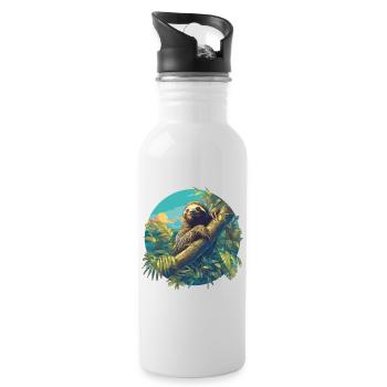 Faultiere Faultier - Trinkflasche mit integriertem Trinkhalm - Weiß - Rechts