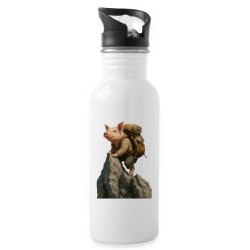 Pig Hiking - Water bottle with straw - white - Right