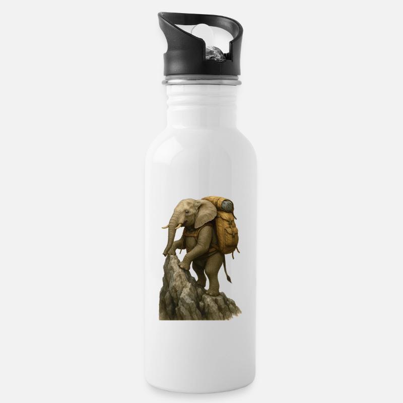Randonnée à dos d’éléphant - Gourde avec paille intégrée - blanc
