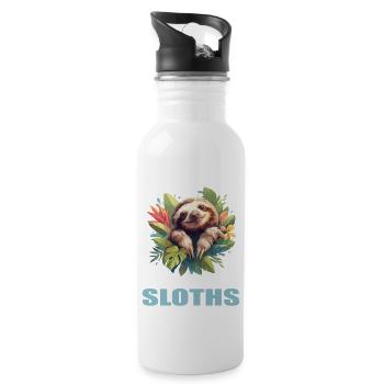 Faultiere Faultier - Trinkflasche mit integriertem Trinkhalm - Weiß - Rechts