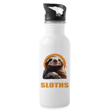 Faultiere Faultier - Trinkflasche mit integriertem Trinkhalm - Weiß - Rechts