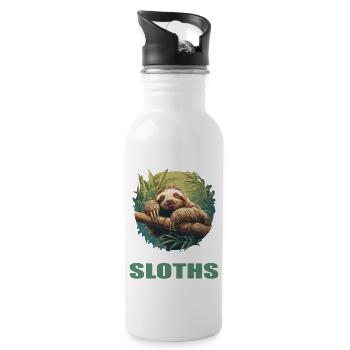 Faultiere Faultier - Trinkflasche mit integriertem Trinkhalm - Weiß - Rechts