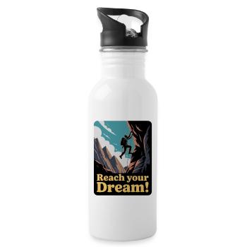 CLIMBING, REACH YOUR DREAM - Water bottle with straw - white - Right