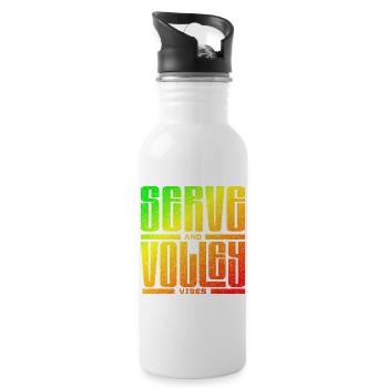 Tennis serve and volley vibes jamaica style - Trinkflasche mit integriertem Trinkhalm - Weiß - Rechts