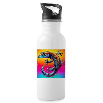 Gecko - Trinkflasche mit integriertem Trinkhalm - Weiß - Rechts