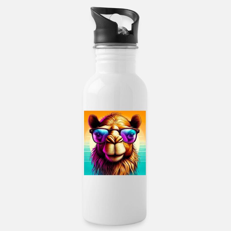 Kamel - Trinkflasche mit integriertem Trinkhalm - Weiß
