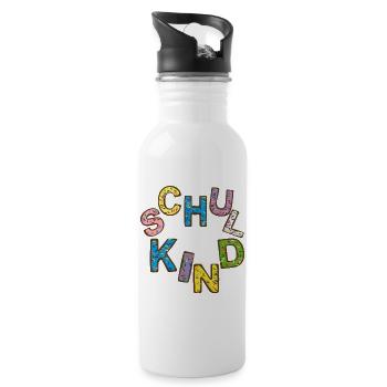Schulkind Einschulung - Trinkflasche mit integriertem Trinkhalm - Weiß - Rechts