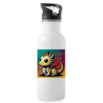 Drache - Trinkflasche mit integriertem Trinkhalm - Weiß - Rechts