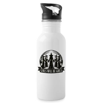 Girls Will Be Girls Witch Shirt - Water bottle with straw - white - Right