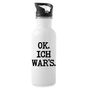 SCHULD SPRÜCHE ICH WAR ES - Trinkflasche mit integriertem Trinkhalm - Weiß - Rechts