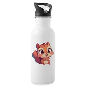 Eichhörnchen - Trinkflasche mit integriertem Trinkhalm - Weiß - Rechts