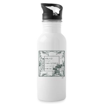 I read because this world is not enough for me - Water bottle with straw - white - Right