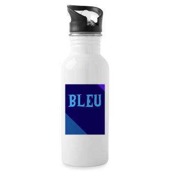BLUE Rectangle Triangle Chalkboard - Water bottle with straw - white - Right