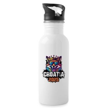 Croatia 2025 Urlaub Fuchs - Trinkflasche mit integriertem Trinkhalm - Weiß - Rechts