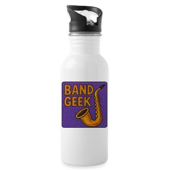 Band-Geek-Saxophon-Illustration - Trinkflasche mit integriertem Trinkhalm - Weiß - Rechts