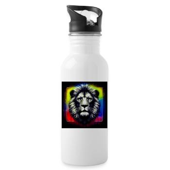 lion - Water bottle with straw - white - Right