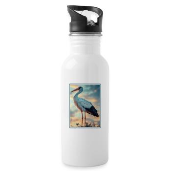 Störche Storch - Trinkflasche mit integriertem Trinkhalm - Weiß - Rechts