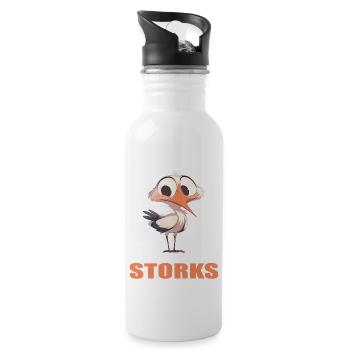 Störche Storch - Trinkflasche mit integriertem Trinkhalm - Weiß - Rechts