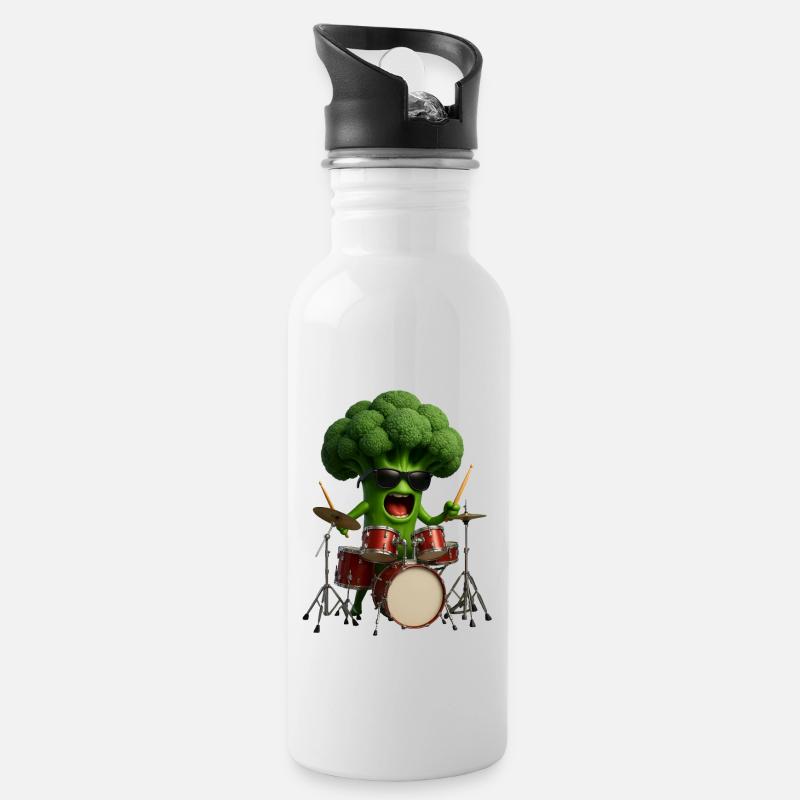 Fûts de brocoli - Gourde avec paille intégrée - blanc