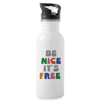 be nice it´s free - Trinkflasche mit integriertem Trinkhalm - Weiß - Rechts