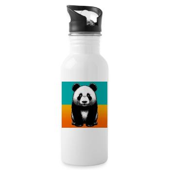 Panda - Trinkflasche mit integriertem Trinkhalm - Weiß - Rechts