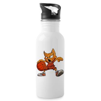 Chats Joueur de basket-ball / Chat de basket-ball - Gourde avec paille intégrée - blanc - Droite