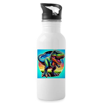 Dinosaurier - Trinkflasche mit integriertem Trinkhalm - Weiß - Rechts
