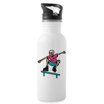 Neon skeleton grinds on inline skates - Water bottle with straw - white - Right