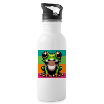 grenouille - Gourde avec paille intégrée - blanc - Droite