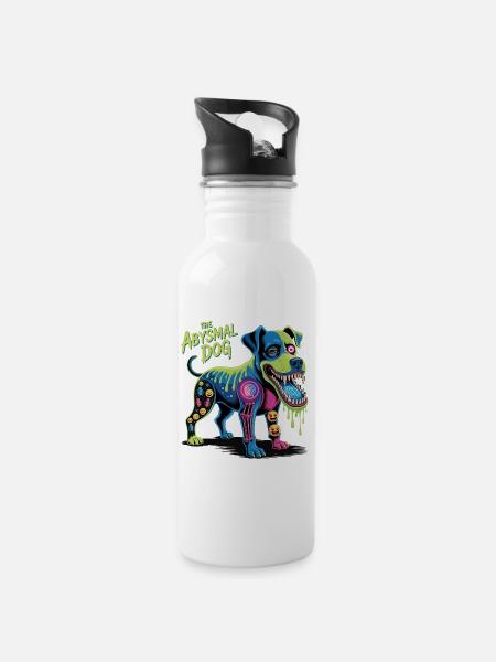 L’art néon du chien abyssal - Gourde avec paille intégrée - blanc
