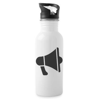 Megaphon-Symbol - Trinkflasche mit integriertem Trinkhalm - Weiß - Rechts