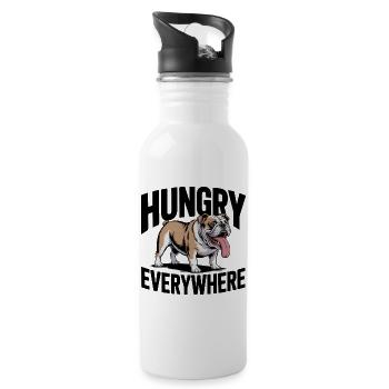 Hungry Everywhere Bulldog - Water bottle with straw - white - Right