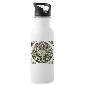 Illustration fantaisiste de fleurs de fée - Gourde avec paille intégrée - blanc - Droite