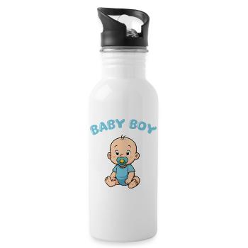 Niedlicher Baby Jungen Druck - Trinkflasche mit integriertem Trinkhalm - Weiß - Rechts