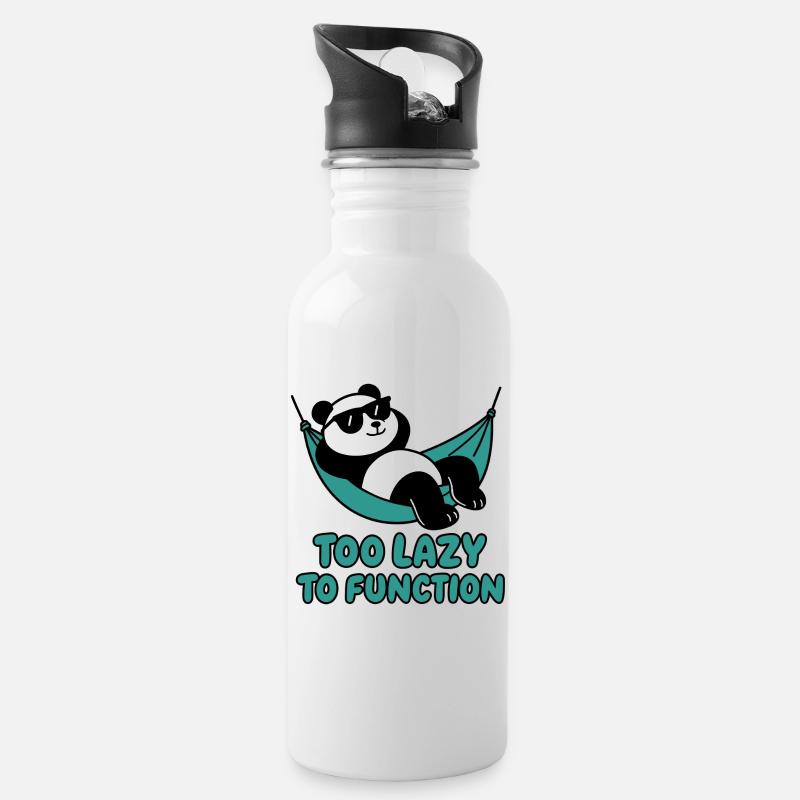Chill Panda mit Sonnenbrille und Hängematte - Trinkflasche mit integriertem Trinkhalm - Weiß