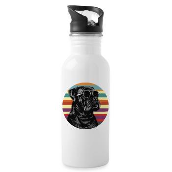 Cooler Dog mit Sonnenbrille - Trinkflasche mit integriertem Trinkhalm - Weiß - Rechts