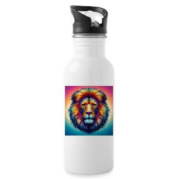 lion - Water bottle with straw - white - Right
