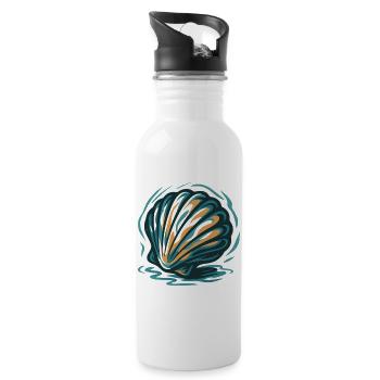 Sea Shell in Wave Colors - Water bottle with straw - white - Right