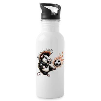 Punk guinea pig with burning soccer ball - Water bottle with straw - white - Right