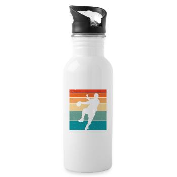 Retro Handball Handball Player - Water bottle with straw - white - Right