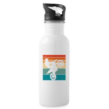 Motocross Retro Motorsport - Trinkflasche mit integriertem Trinkhalm - Weiß - Rechts