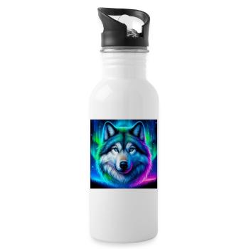 Wolf - Water bottle with straw - white - Right