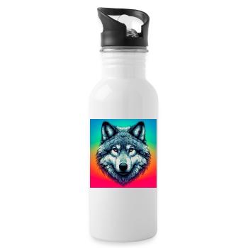 Loup - Gourde avec paille intégrée - blanc - Droite