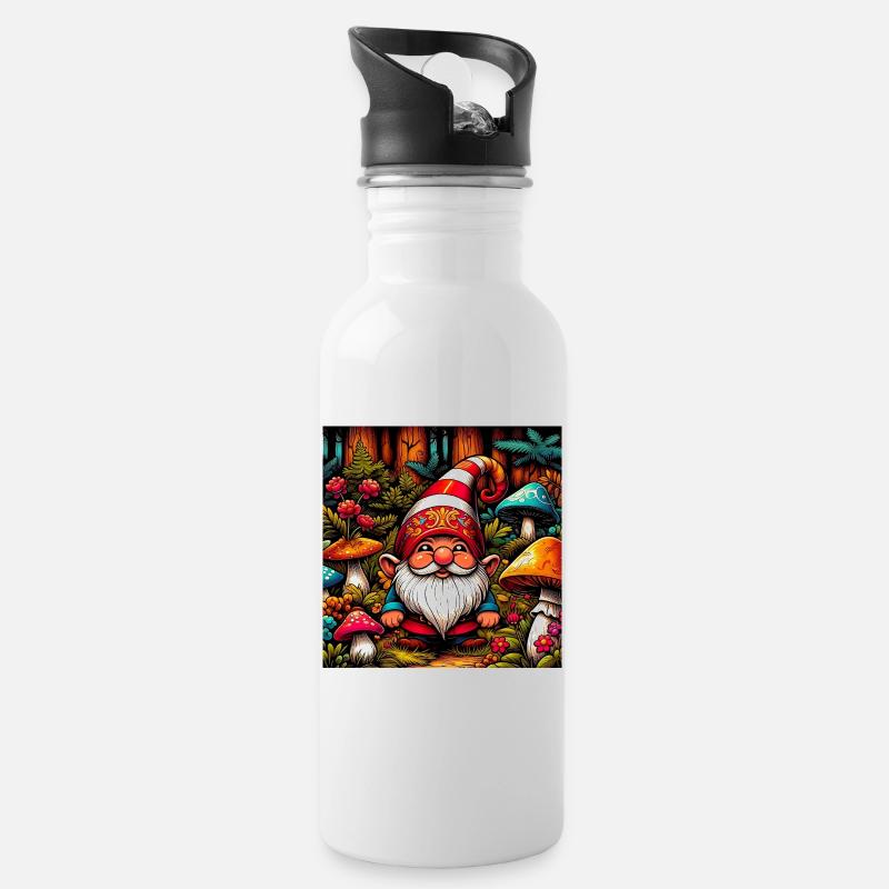 Gnom - Trinkflasche mit integriertem Trinkhalm - Weiß
