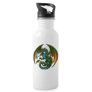 Bleu Vert Dragon Cracheur de Glace - Gourde avec paille intégrée - blanc - Droite