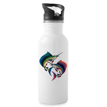 Doppelter Bunter Marlin - Trinkflasche mit integriertem Trinkhalm - Weiß - Rechts