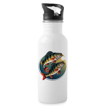 Two perch in a circle - Water bottle with straw - white - Right