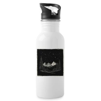 Wald Berge Vintage - Trinkflasche mit integriertem Trinkhalm - Weiß - Rechts