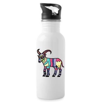 Mountain Goat Halloween Zombie - Water bottle with straw - white - Right